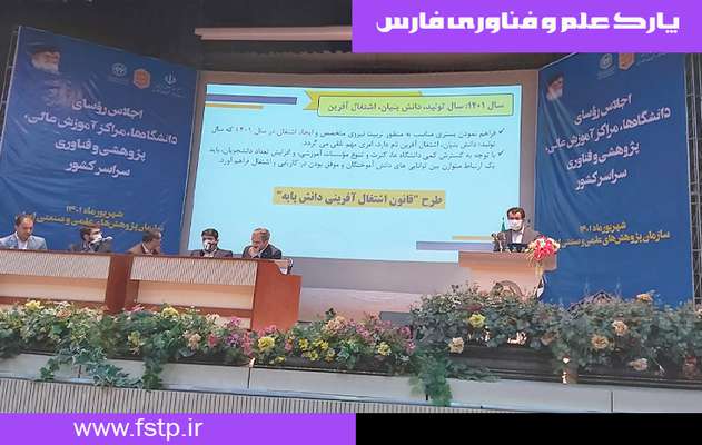 سخنرانی ریاست پارک علم و فناوری فارس در اجلاس روسای دانشگاه‌ها، پژوهشگاه‌ها و پارک‌های علم و فناوری